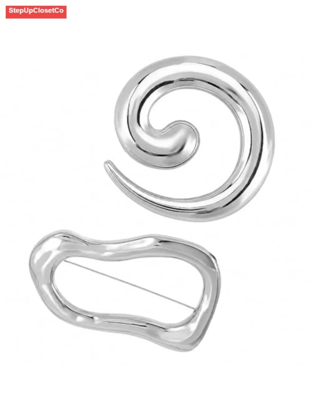 Chunky Spiral Brooch Pin Gold Silver Statement Jewelry Women